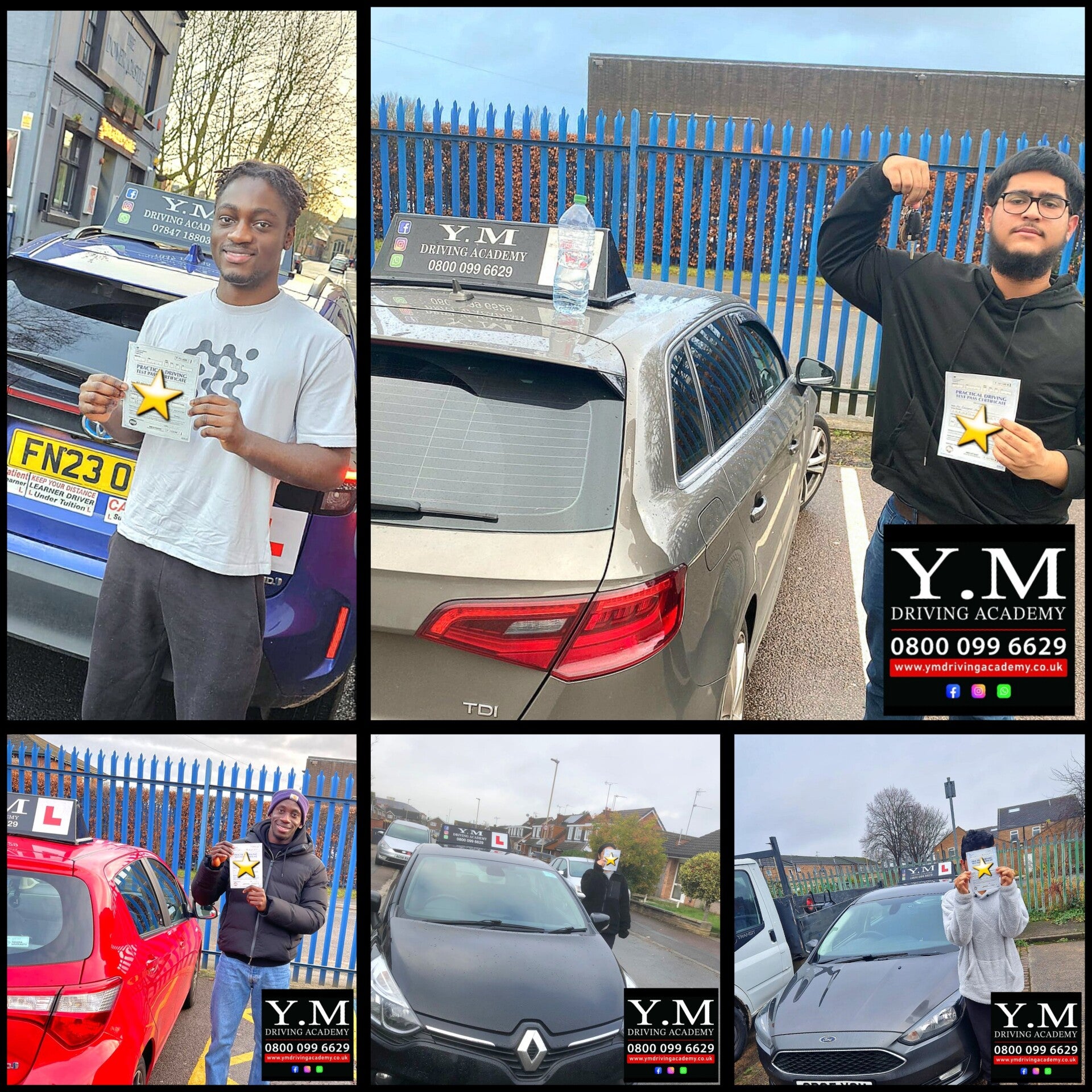 Y.M Driving Academy pupils after passing their driving tests in Leicester